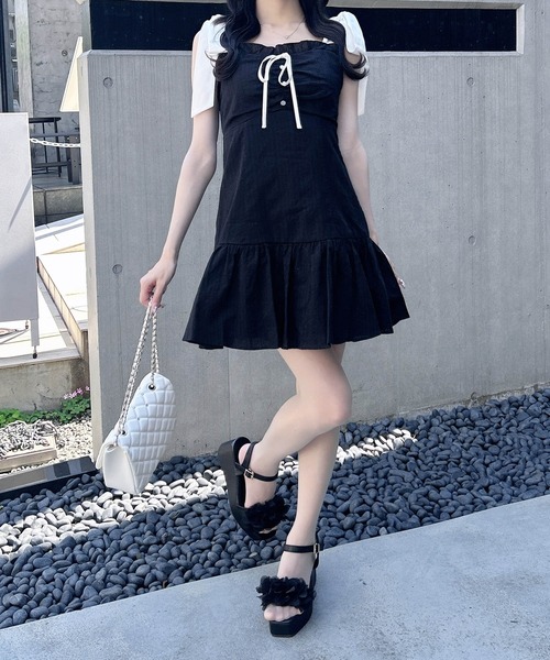 INGNI(イング)の「配色リボンコットンレースミニワンピース(ワンピース・レディース・ホワイト×ブラック/ブラック×ホワイト・M)」の19枚目の写真
