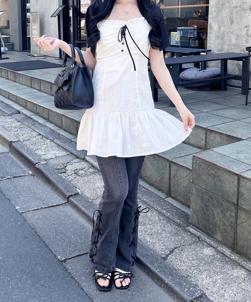 INGNI(イング)の「配色リボンコットンレースミニワンピース(ワンピース・レディース・ホワイト×ブラック/ブラック×ホワイト・M)」の12枚目の写真