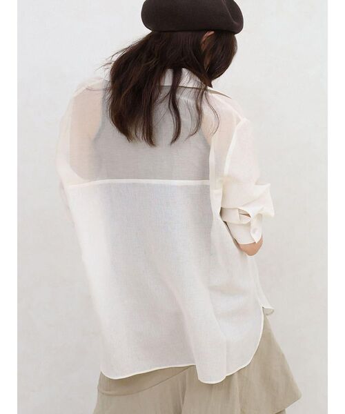 FIKA.(フィーカ)の「Sheer docking stripe shirt(シャツ/ブラウス・レディース・オフホワイト/グレー・FREE)」の14枚目の写真