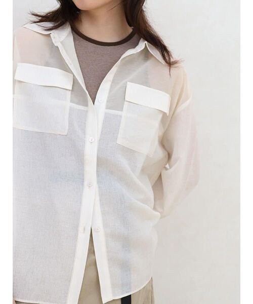 FIKA.(フィーカ)の「Sheer docking stripe shirt(シャツ/ブラウス・レディース・オフホワイト/グレー・FREE)」の15枚目の写真