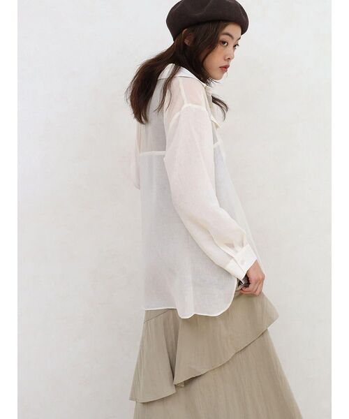 FIKA.(フィーカ)の「Sheer docking stripe shirt(シャツ/ブラウス・レディース・オフホワイト/グレー・FREE)」の16枚目の写真