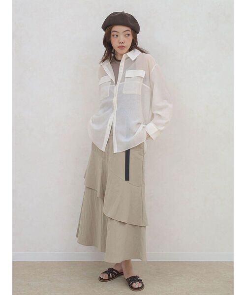 FIKA.(フィーカ)の「Sheer docking stripe shirt(シャツ/ブラウス・レディース・オフホワイト/グレー・FREE)」の17枚目の写真