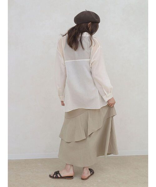 FIKA.(フィーカ)の「Sheer docking stripe shirt(シャツ/ブラウス・レディース・オフホワイト/グレー・FREE)」の18枚目の写真