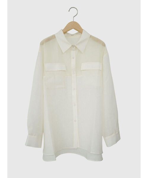 FIKA.(フィーカ)の「Sheer docking stripe shirt(シャツ/ブラウス・レディース・オフホワイト/グレー・FREE)」の20枚目の写真