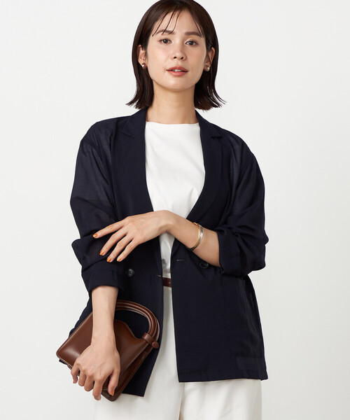 COMME CA ISM(コムサイズム)の「シアージャケット(テーラードジャケット・レディース・ネイビー/ベージュ/カーキ・MEDIUM/LARGE)」の8枚目の写真