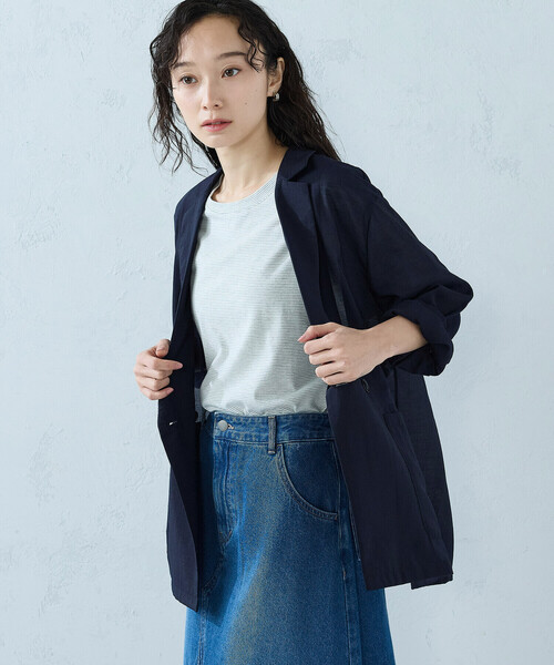 COMME CA ISM(コムサイズム)の「シアージャケット(テーラードジャケット・レディース・ネイビー/ベージュ/カーキ・MEDIUM/LARGE)」の7枚目の写真