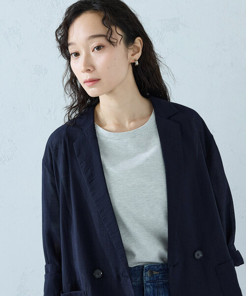 COMME CA ISM(コムサイズム)の「シアージャケット(テーラードジャケット・レディース・ネイビー/ベージュ/カーキ・MEDIUM/LARGE)」の4枚目の写真