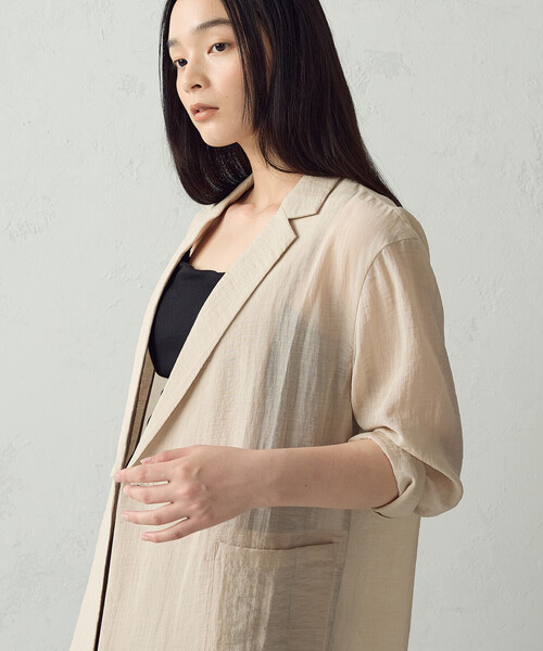 COMME CA ISM(コムサイズム)の「シアージャケット(テーラードジャケット・レディース・ネイビー/ベージュ/カーキ・MEDIUM/LARGE)」の2枚目の写真