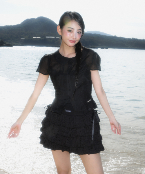 ROSEFRANTZ（ロゼフランツ）の「See-through Pleat Short Sleeved Blouse [Black]（シャツ/ブラウス・レディース・ブラック・SMALL/MEDIUM）」の5枚目の写真