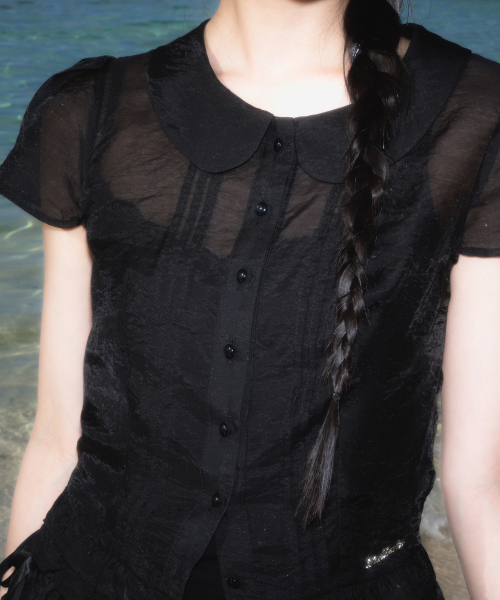 ROSEFRANTZ（ロゼフランツ）の「See-through Pleat Short Sleeved Blouse [Black]（シャツ/ブラウス・レディース・ブラック・SMALL/MEDIUM）」の10枚目の写真