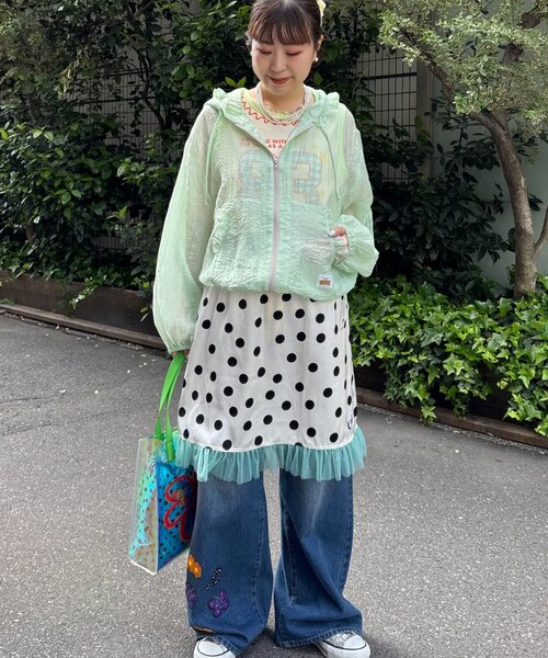 HELLO.SANFRANCISCO(ハローサンフランシスコ)の「【HELLO.SANFRANCISCO/ハローサンフランシスコ】ドット柄フリルシアーパーカー(パーカー・レディース・ピンク/グリーン/ホワイト・ONE SIZE)」の15枚目の写真