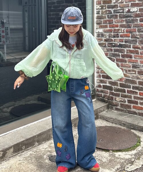 HELLO.SANFRANCISCO(ハローサンフランシスコ)の「【HELLO.SANFRANCISCO/ハローサンフランシスコ】ドット柄フリルシアーパーカー(パーカー・レディース・ピンク/グリーン/ホワイト・ONE SIZE)」の6枚目の写真