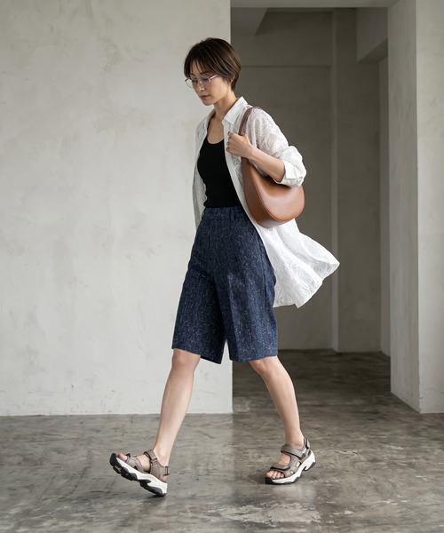 STYLE DELI(スタイルデリ)の「【BLK001】ミックスツイードハーフパンツ(その他パンツ・レディース・グレー/ネイビー/ブラウン・FREE)」の7枚目の写真