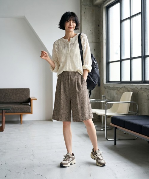 STYLE DELI(スタイルデリ)の「【BLK001】ミックスツイードハーフパンツ(その他パンツ・レディース・グレー/ネイビー/ブラウン・FREE)」の9枚目の写真