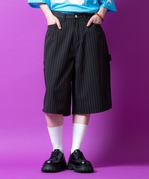 a.p.o.v. ピンストライプTRバギーペインターハーフパンツ
