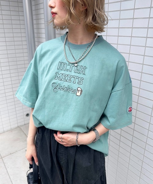 DOUBLE NAME(ダブルネーム)の「【YOIDORE】×【m:rex】 YOIDOREX BACK刺しゅうTEE(Tシャツ/カットソー・レディース・ブルー/オフホワイト/ブラック系・FREE)」の5枚目の写真