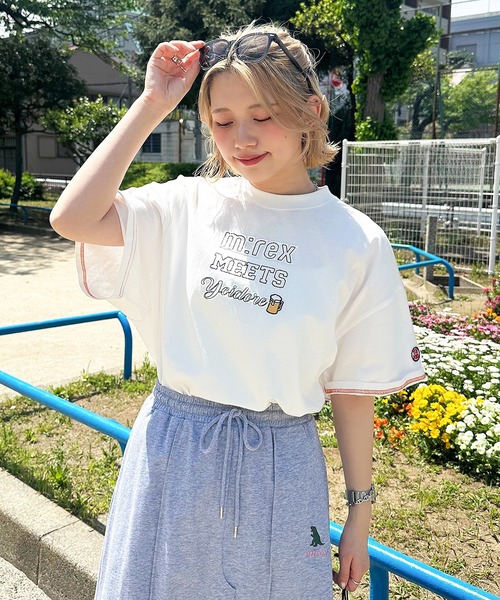 DOUBLE NAME(ダブルネーム)の「【YOIDORE】×【m:rex】 YOIDOREX BACK刺しゅうTEE(Tシャツ/カットソー・レディース・ブルー/オフホワイト/ブラック系・FREE)」の7枚目の写真
