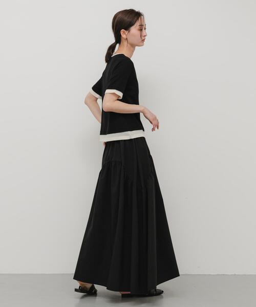 SENSE OF PLACE by URBAN RESEARCH(センスオブプレイスバイアーバンリサーチ)の「ヘンリーネックレイヤードトップ(半袖)(Tシャツ/カットソー・レディース・グレー/ブラック/ベージュ・ONE)」の6枚目の写真