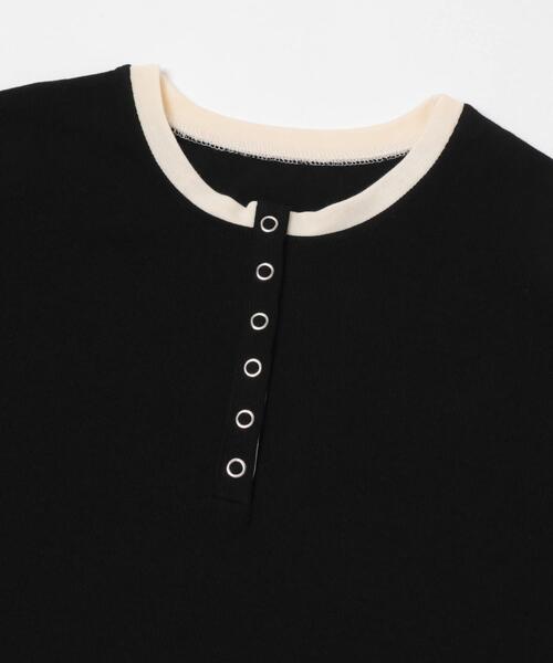 SENSE OF PLACE by URBAN RESEARCH(センスオブプレイスバイアーバンリサーチ)の「ヘンリーネックレイヤードトップ(半袖)(Tシャツ/カットソー・レディース・グレー/ブラック/ベージュ・ONE)」の8枚目の写真