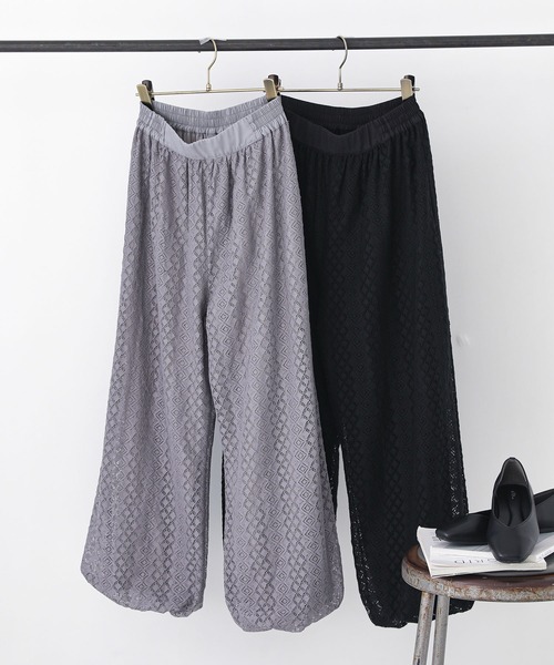 n'OrLABEL(ノアールレーベル)の「【冷感】レースバルーンパンツ(その他パンツ・レディース・グレー/ブラック・1/2)」の3枚目の写真