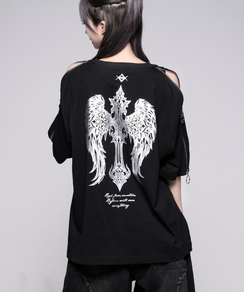 REFLEM/レフレム』ショルダーZIP箔プリントTシャツ（Tシャツ