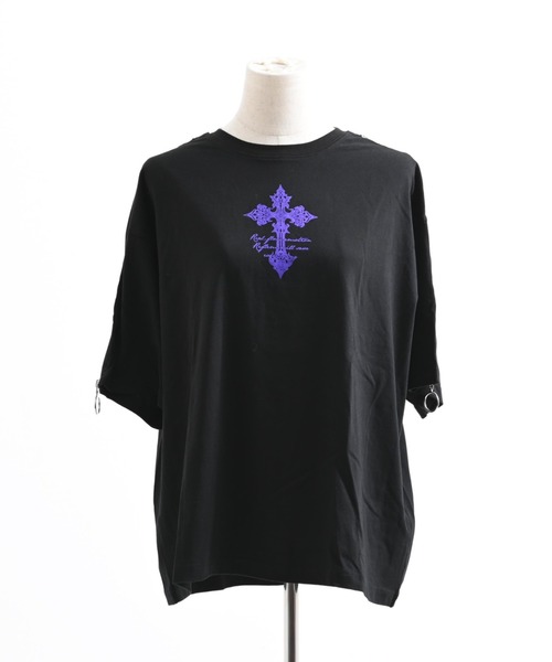 REFLEM(レフレム)の「『REFLEM/レフレム』ショルダーZIP箔プリントTシャツ(Tシャツ/カットソー・レディース・ブラック×パープル/ブラック×シルバー・FREE)」の21枚目の写真