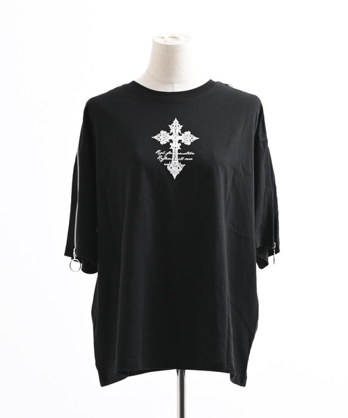 REFLEM(レフレム)の「『REFLEM/レフレム』ショルダーZIP箔プリントTシャツ(Tシャツ/カットソー・レディース・ブラック×パープル/ブラック×シルバー・FREE)」の15枚目の写真