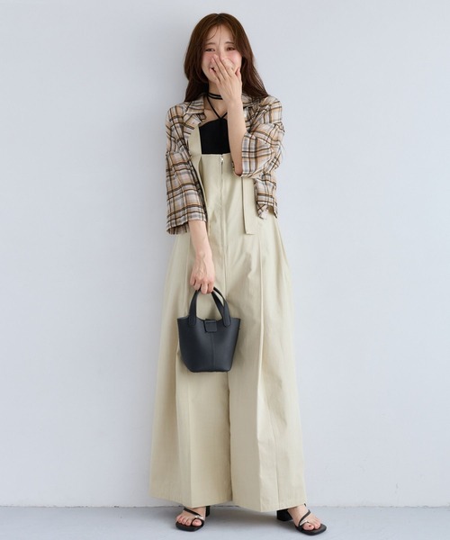 mysty woman（ミスティウーマン）の「シアーチェックシャツ半袖　1046953（シャツ/ブラウス・レディース・ベージュ/ブラック・FREE）」の6枚目の写真