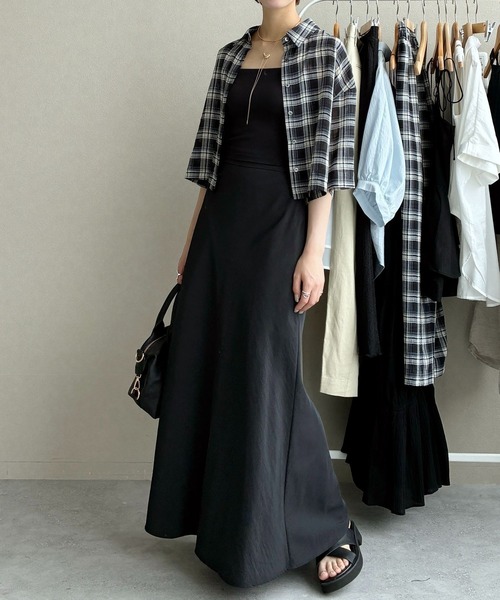 mysty woman(ミスティウーマン)の「シアーチェックシャツ半袖 1046953(シャツ/ブラウス・レディース・ベージュ/ブラック・FREE)」の20枚目の写真