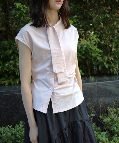 セール】リボンタイ 半袖 ブラウス / Ribbon Tie Shirt（シャツ