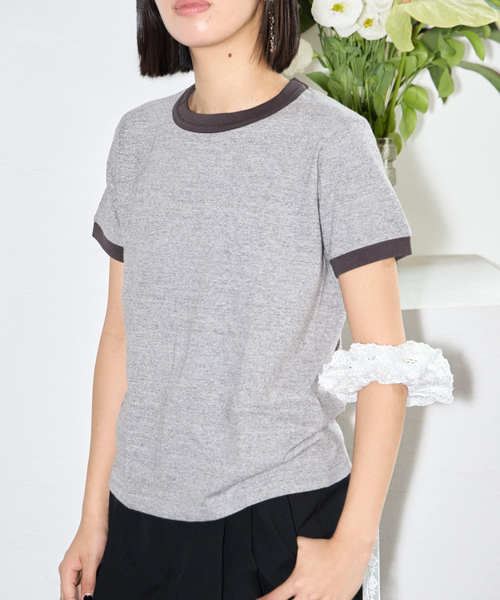 Healthknit(ヘルスニット)の「HEALTH KNIT TOMPKINS JERSEY RINGER S/S:Tシャツ(Tシャツ/カットソー・レディース・チャコールグレー・FREE)」の2枚目の写真