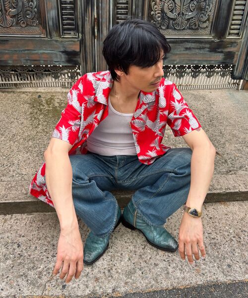 THESHIRTHOUSE（ザシャツハウス）の「ハワイアンシャツ パイナップル レッド メンズ レディース（シャツ/ブラウス・メンズ・レッド・S1/S2/S3）」の3枚目の写真
