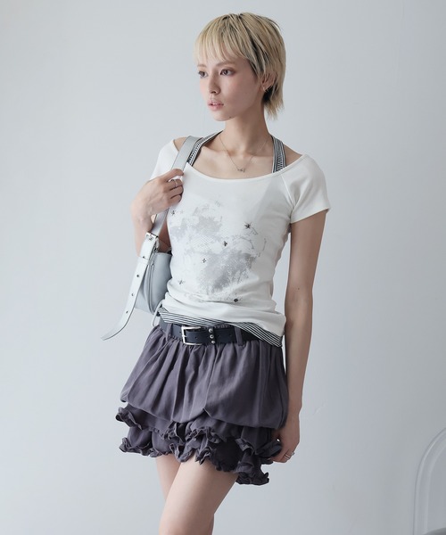 Ulysses(ユリシス)の「レイヤードデザインスタッズTシャツ(Tシャツ/カットソー・レディース・ダークグレー/ホワイト/ブラック・F)」の20枚目の写真