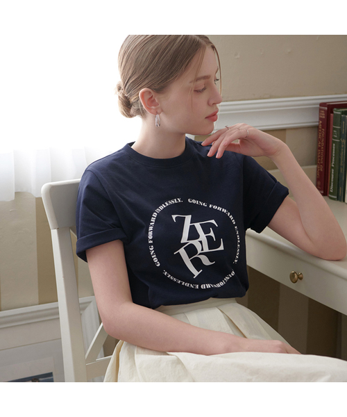 ZEROSTREET（ゼロストリート）の「[2カラー] アンドレスロゴ半袖Tシャツ（Tシャツ/カットソー・レディース・アイボリー/ネイビー・MEDIUM/SMALL）」の2枚目の写真