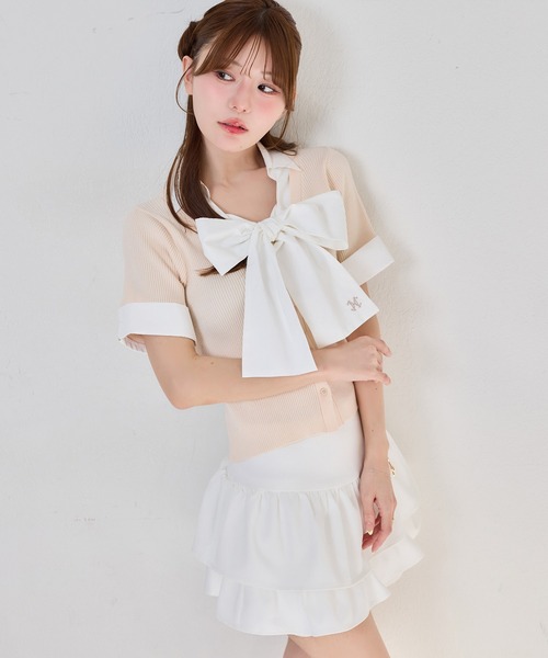 one after another NICE CLAUP（ワンアフターアナザーナイスクラップ）の「チャーム付きティアードミニスカパン（スカート・レディース・ベージュ/ブラック/アイボリー/ブラウン系その他・SMALL/MEDIUM）」の6枚目の写真