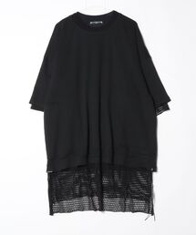 BOXY REVERSED MESH LAYERED TEE
