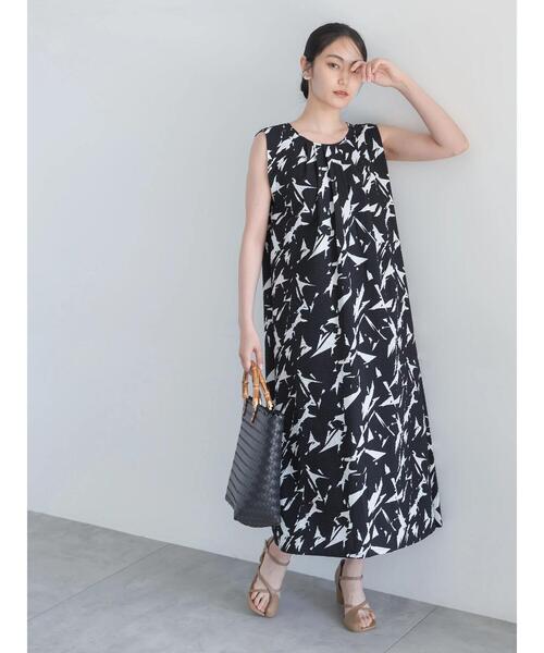 Te chichi（テチチ）の「コットンリップルアートプリントワンピース（ワンピース・レディース・ブラック/ブラウン・F）」の2枚目の写真