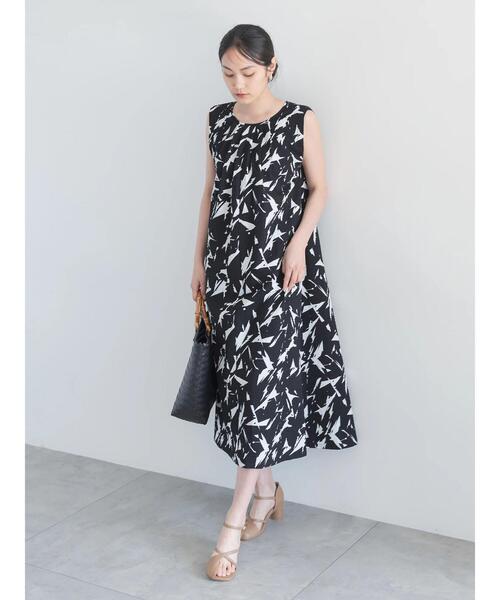 Te chichi（テチチ）の「コットンリップルアートプリントワンピース（ワンピース・レディース・ブラック/ブラウン・F）」の5枚目の写真
