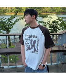 [ON]グラフィックオーバーサイズラグラン半袖Tシャツ - 2カラー