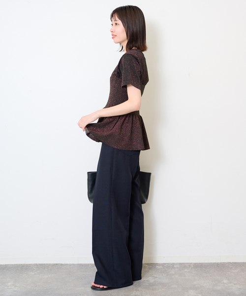 SLOBE IENA(スローブイエナ)の「《シリーズあり/追加》ファンタジアパールラメニットビスチェ(キャミソール・レディース・ブラック/チャコールグレー・FREE)」の4枚目の写真