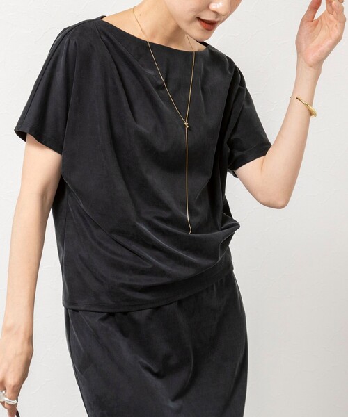 NOLLEY’S Sophi（ノーリーズソフィ）の「【BECシリーズ】ウォッシャブルキュプラサテンジャージードレーププルオーバー（Tシャツ/カットソー・レディース・ダークブラウン/ブラック・38）」の9枚目の写真