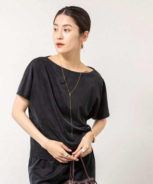 NOLLEY’S Sophi（ノーリーズソフィ）の「【BECシリーズ】ウォッシャブルキュプラサテンジャージードレーププルオーバー（Tシャツ/カットソー・レディース・ダークブラウン/ブラック・38）」の10枚目の写真