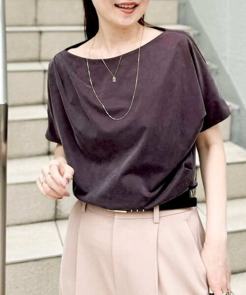 NOLLEY’S Sophi（ノーリーズソフィ）の「【BECシリーズ】ウォッシャブルキュプラサテンジャージードレーププルオーバー（Tシャツ/カットソー・レディース・ダークブラウン/ブラック・38）」の15枚目の写真