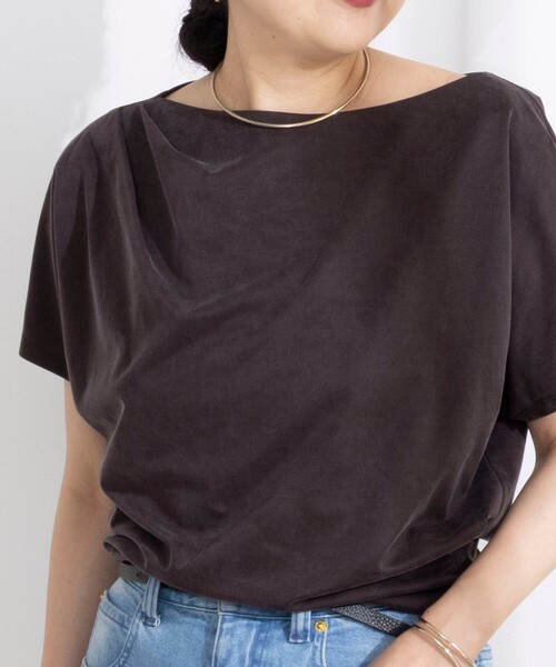 NOLLEY’S Sophi（ノーリーズソフィ）の「【BECシリーズ】ウォッシャブルキュプラサテンジャージードレーププルオーバー（Tシャツ/カットソー・レディース・ダークブラウン/ブラック・38）」の18枚目の写真