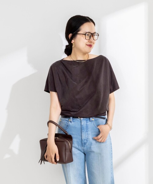 NOLLEY’S Sophi（ノーリーズソフィ）の「【BECシリーズ】ウォッシャブルキュプラサテンジャージードレーププルオーバー（Tシャツ/カットソー・レディース・ダークブラウン/ブラック・38）」の19枚目の写真