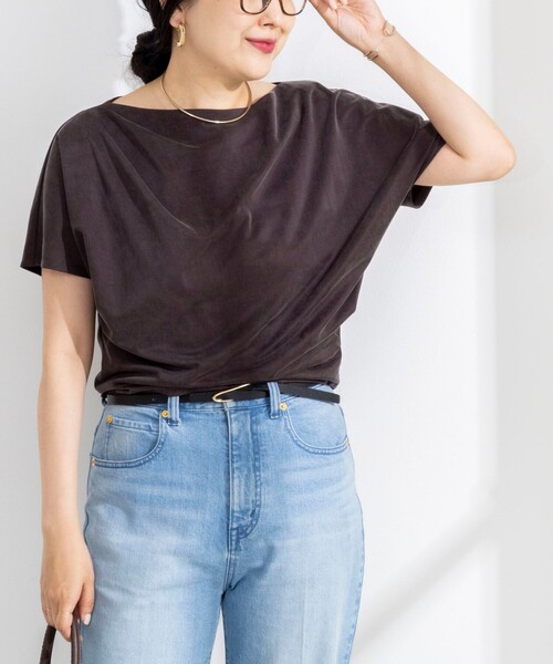 NOLLEY’S Sophi（ノーリーズソフィ）の「【BECシリーズ】ウォッシャブルキュプラサテンジャージードレーププルオーバー（Tシャツ/カットソー・レディース・ダークブラウン/ブラック・38）」の22枚目の写真