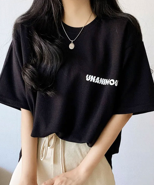 VIVID LADY(ビビッドレディー)の「バックロゴ 半袖Tシャツ(Tシャツ/カットソー・レディース・アイボリー/ブラック・FREE)」の1枚目の写真