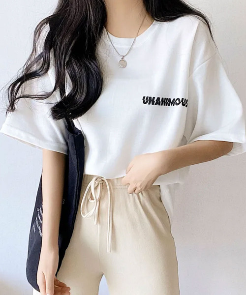 VIVID LADY(ビビッドレディー)の「バックロゴ 半袖Tシャツ(Tシャツ/カットソー・レディース・アイボリー/ブラック・FREE)」の8枚目の写真