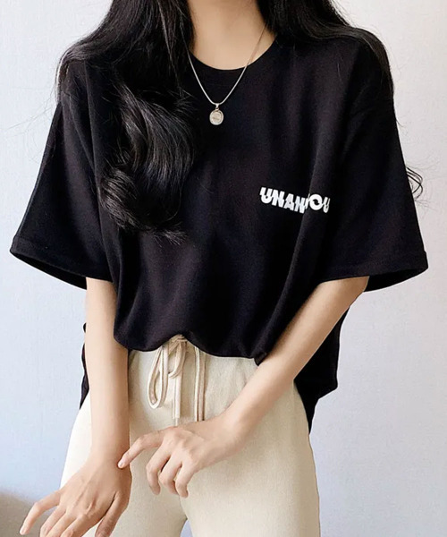 VIVID LADY(ビビッドレディー)の「バックロゴ 半袖Tシャツ(Tシャツ/カットソー・レディース・アイボリー/ブラック・FREE)」の17枚目の写真
