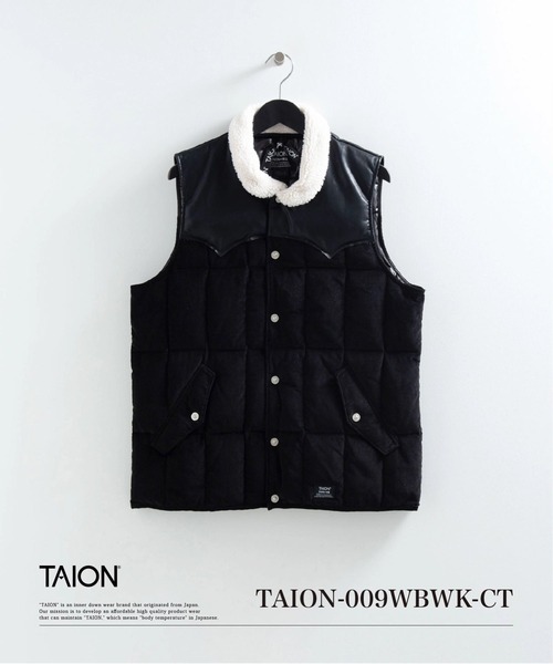 TAION(タイオン)の「【TAION(タイオン)】〈ユニセックス〉ワーク ウェスタン コーデュロイ×ダウンベスト(ダウンベスト・メンズ・ブラック・S/M/L)」の1枚目の写真